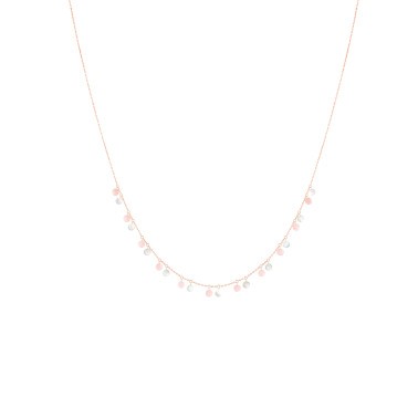 Collier La Brune et La Blonde Polka en or rose, nacre et opale rose
