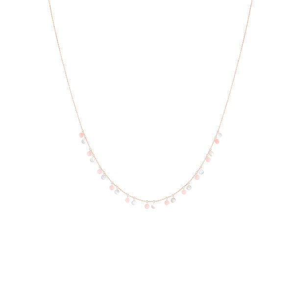 Collier La Brune et La Blonde Polka en or rose, nacre et opale rose CL0121PGNO