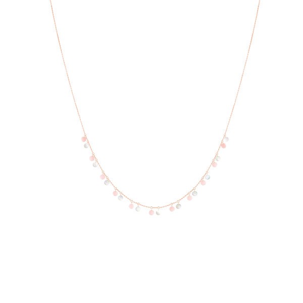 Collier La Brune et La Blonde Polka en or rose, nacre et opale rose CL0121PGNO