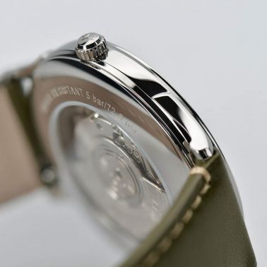 Montre Hamilton Jazzmaster Thinline cadran champagne bracelet cuir olive 40 mm