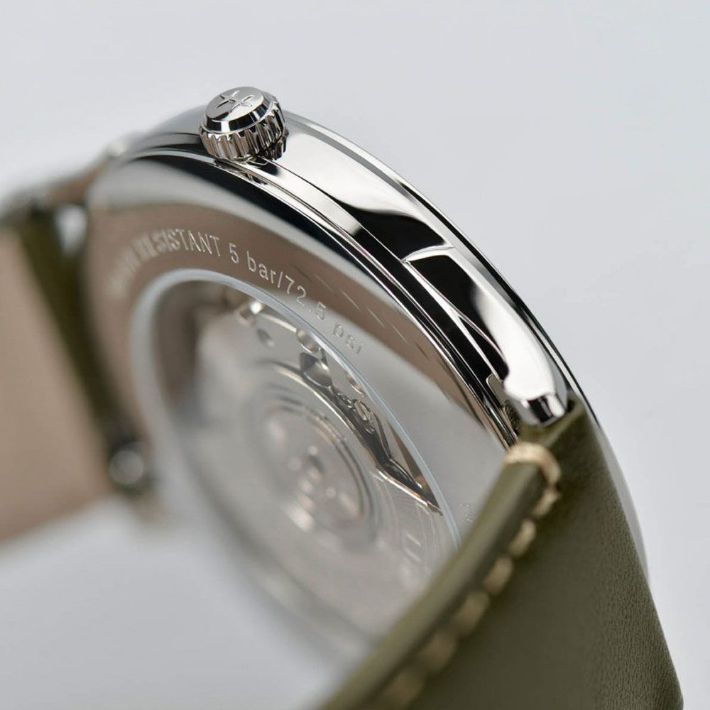 Montre Hamilton Jazzmaster Thinline cadran champagne bracelet cuir olive 40 mm