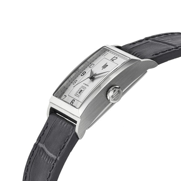 Montre Lip Churchill T26 automatique cadran argenté bracelet cuir gris 42 x 26 mm 671285