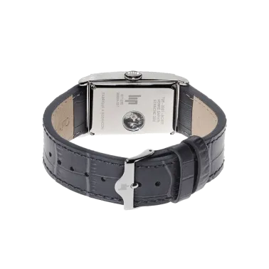 Lip Churchill T26 automatic watch silver dial grey leather strap 42 x 26 mm