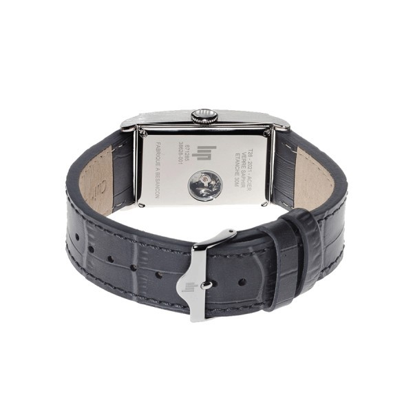 Montre Lip Churchill T26 automatique cadran argenté bracelet cuir gris 42 x 26 mm 671285