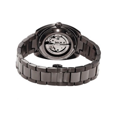 Montre Lip Général De Gaulle Squelette automatique cadran anthracite bracelet acier noir 39 mm