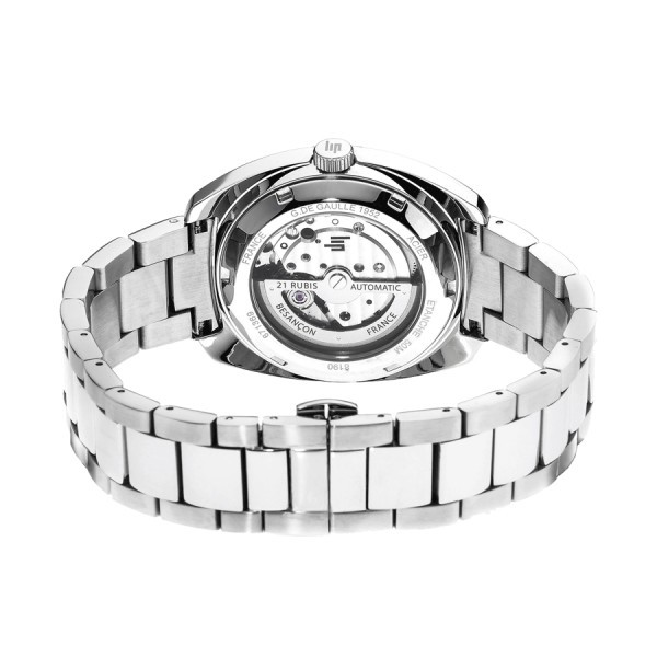 Montre Lip Général De Gaulle automatique cadran vert bracelet acier 39 mm