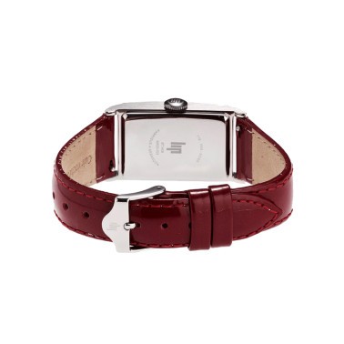 Montre Lip Churchill T18 Petite Seconde quartz cadran argenté bracelet cuir rouge 39 x 21 mm 671409