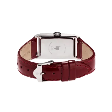 Montre Lip Churchill T18 Petite Seconde quartz cadran argenté bracelet cuir rouge 39 x 21 mm 671409
