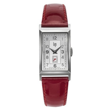 Lip Churchill T18 Small Seconds quartz watch silver dial red leather strap 39 x 21 mm