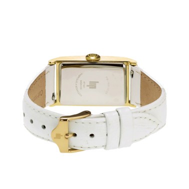 Montre Lip Churchill T18 Petite Seconde quartz cadran argenté bracelet cuir blanc 39 x 21 mm 671441