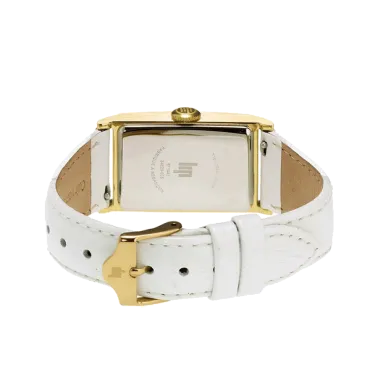 Montre Lip Churchill T18 Petite Seconde quartz cadran argenté bracelet cuir blanc 39 x 21 mm 671441