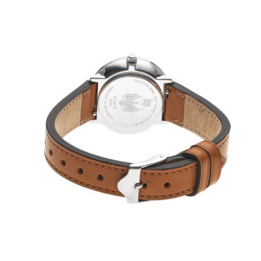Lip Dauphine quartz watch silver dial brown leather strap 29 mm 671476