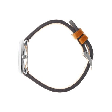 Montre Lip Dauphine quartz cadran argenté bracelet cuir marron 29 mm 671476