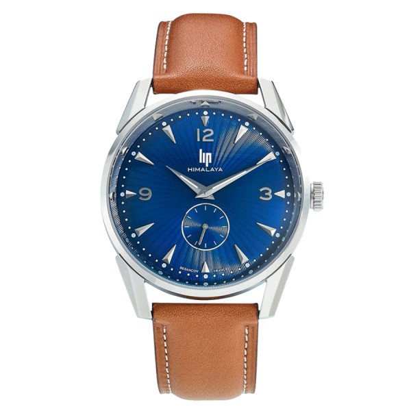 Lip Himalaya quartz watch blue dial brown leather strap 40 mm 671543