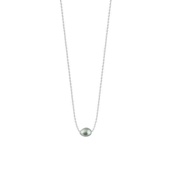 Collier Claverin Raw en or blanc et perle keishi