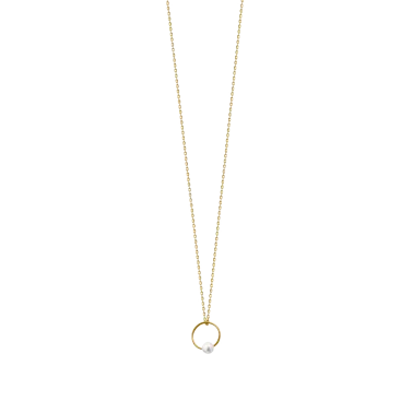 Collier Claverin Samll Ring en or jaune et perle blanche naturelle