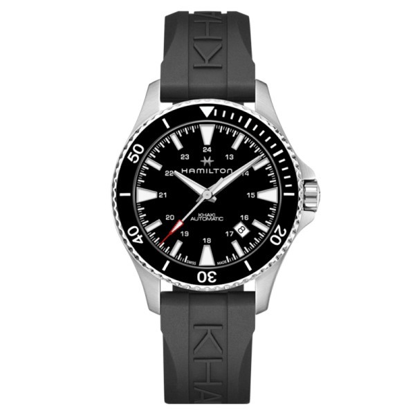 Montre Hamilton Khaki Navy Scuba cadran noir lunette noire bracelet caoutchouc 40 mm - SOLDAT PL