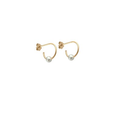 Créoles Claverin Open Hoops en or jaune et perle blanche naturelle