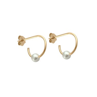 Créoles Claverin Open Hoops en or jaune et perle blanche naturelle