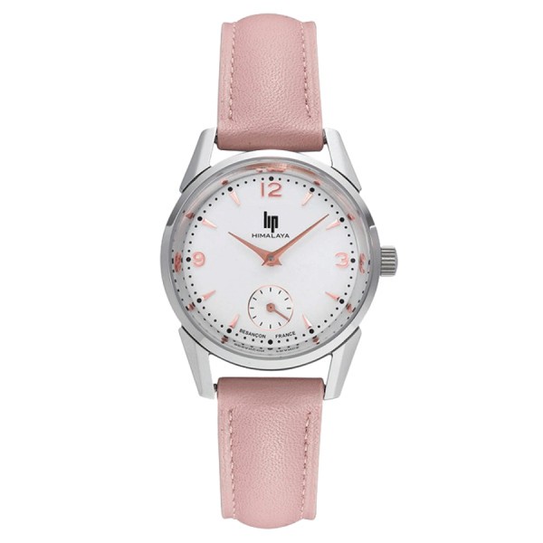 Lip Himalaya Small Seconds quartz watch white dial pink leather strap 29 mm 671607