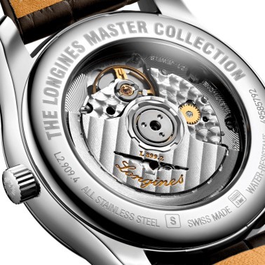 Montre Longines Master Collection automatique cadran noir phases de lune bracelet cuir noir 40 mm