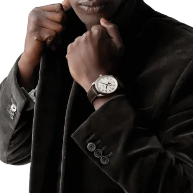 Montre Longines Master Collection automatique cadran argenté phases de lune bracelet cuir brun 40 mm L2.909.4.78.3