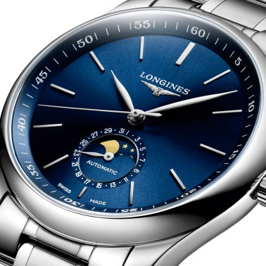 Montre Longines Master Collection automatique cadran bleu phases de lune bracelet acier 40 mm L2.909.4.92.6