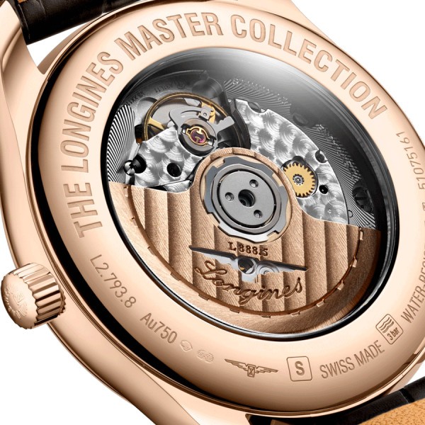 Montre Longines Master Collection automatique or rose cadran argenté bracelet cuir brun 40 mm