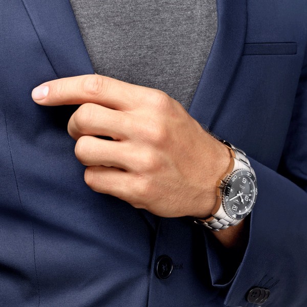 Montre Longines Hydroconquest automatique acier cadran gris 43 mm