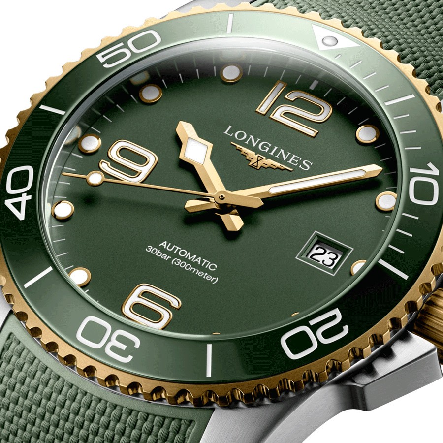 Montre Longines HydroConquest automatique cadran vert bracelet caoutchouc vert 41 mm L3.781.3.06.9