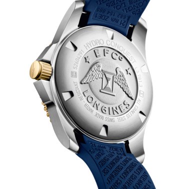 Longines HydroConquest automatic watch blue dial blue rubber strap 41 mm