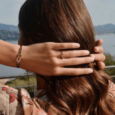 Bracelet cord So Shocking Origine in pink gold and diamonds