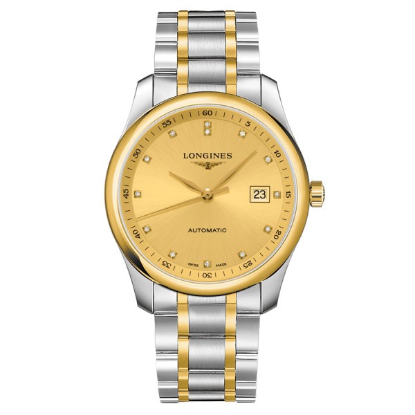 Longines Master Collection automatic watch with diamond markers gold dial steel and yellow gold bracelet 40 mm L2.793.5.37.7