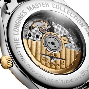 Montre Longines Master Collection automatique index diamants cadran doré bracelet acier et or jaune 40 mm