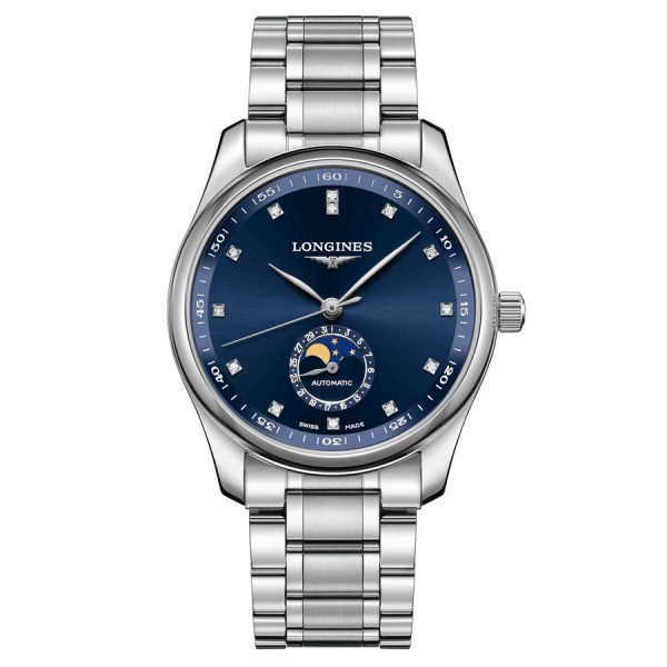 Longines Master Collection automatic watch with diamond markers blue dial steel bracelet 40 mm L2.909.4.97.6