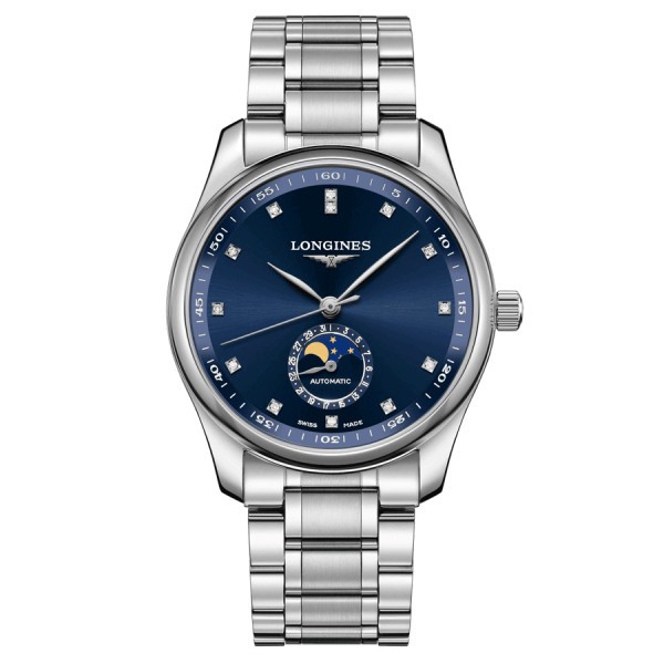 Montre Longines Master Collection automatique index diamants cadran bleu bracelet acier 40 mm