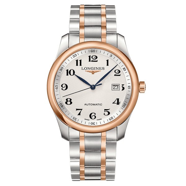 Longines Master Collection automatic watch with Arabic indexes silver dial steel and pink gold bracelet 40 mm L2.793.5.79.7