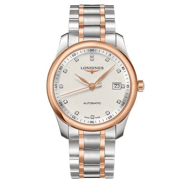 Longines Master Collection automatic watch with diamond markers silver dial steel and pink gold bracelet 40 mm L2.793.5.77.7