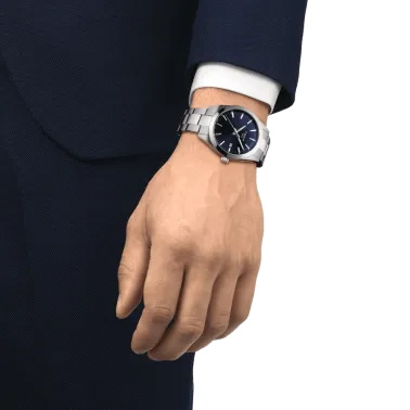 Montre Tissot T-Classic Gentleman quartz cadran bleu bracelet acier 40 mm T127.410.11.041.00