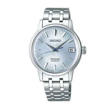 Montre Seiko Presage Cocktail Skydiving automatique cadran bleu bracelet acier 33,8 mm