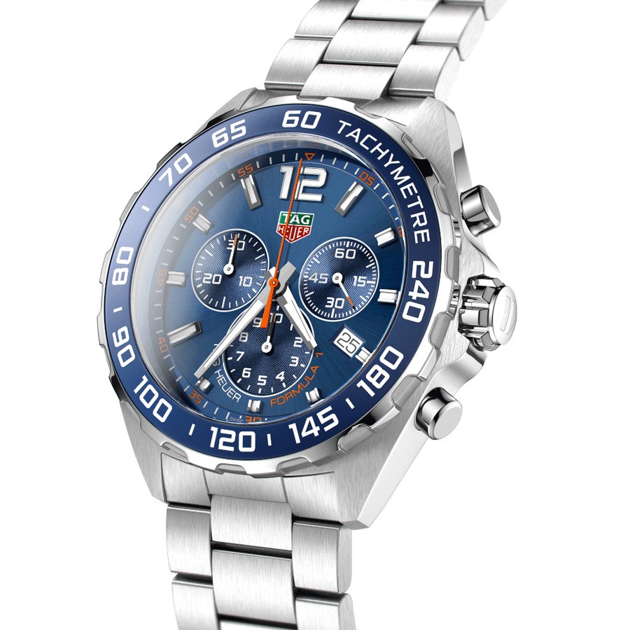 Montre TAG Heuer Formula 1 quartz cadran bleu lunette bleue bracelet acier 43 mm CAZ1014.BA0842