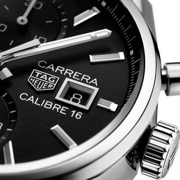 Montre TAG Heuer Carrera Calibre 16 cadran noir bracelet acier 41 mm