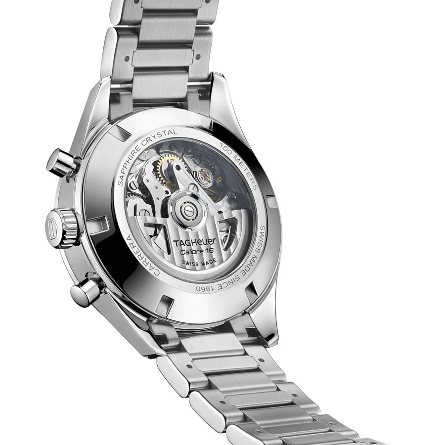 Montre TAG Heuer Carrera Calibre 16 cadran noir bracelet acier 41 mm