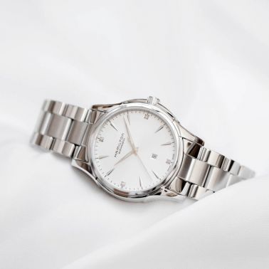 Montre Hamilton Jazzmaster Viewmatic cadran blanc bracelet acier 34 mm