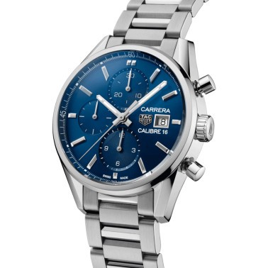 TAG Heuer Carrera Calibre 16 watch blue dial steel bracelet 41 mm