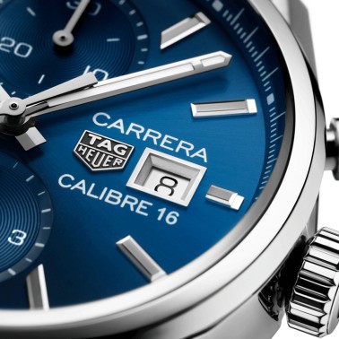 Montre TAG Heuer Carrera Calibre 16 cadran bleu bracelet acier 41 mm