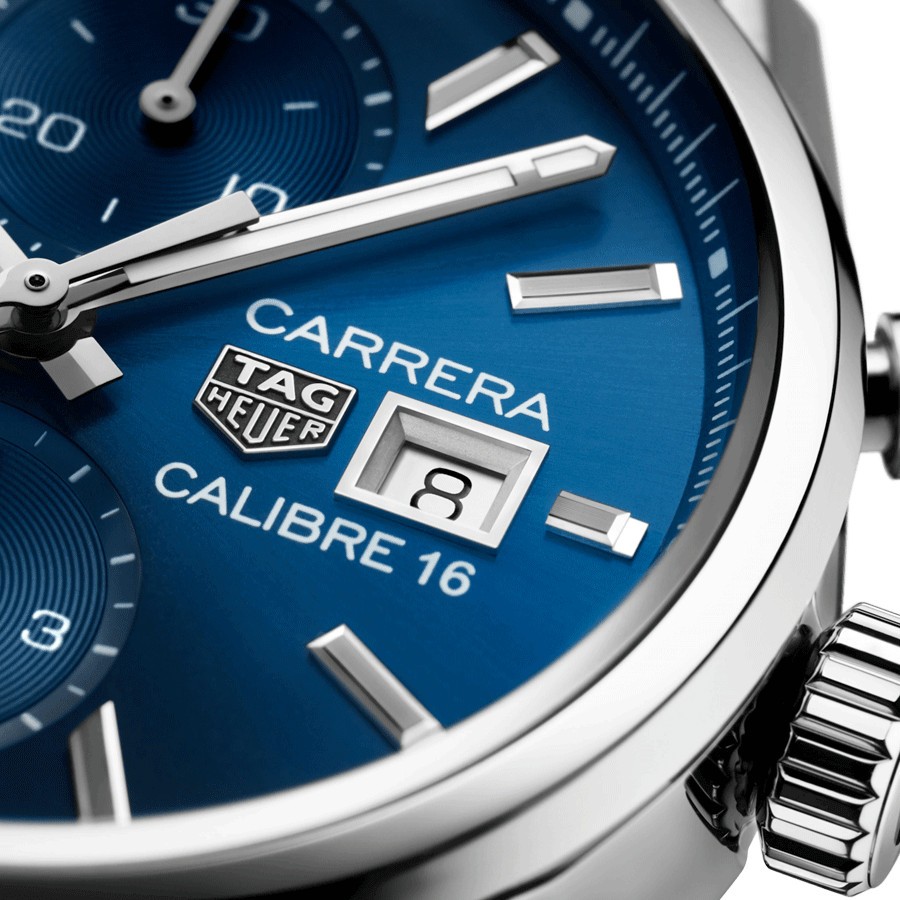 Montre TAG Heuer Carrera Calibre 16 cadran bleu bracelet acier 41 mm