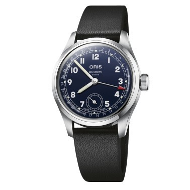 Oris Big Crown Pointer Date Caliber 403 blue dial black leather strap 38 mm