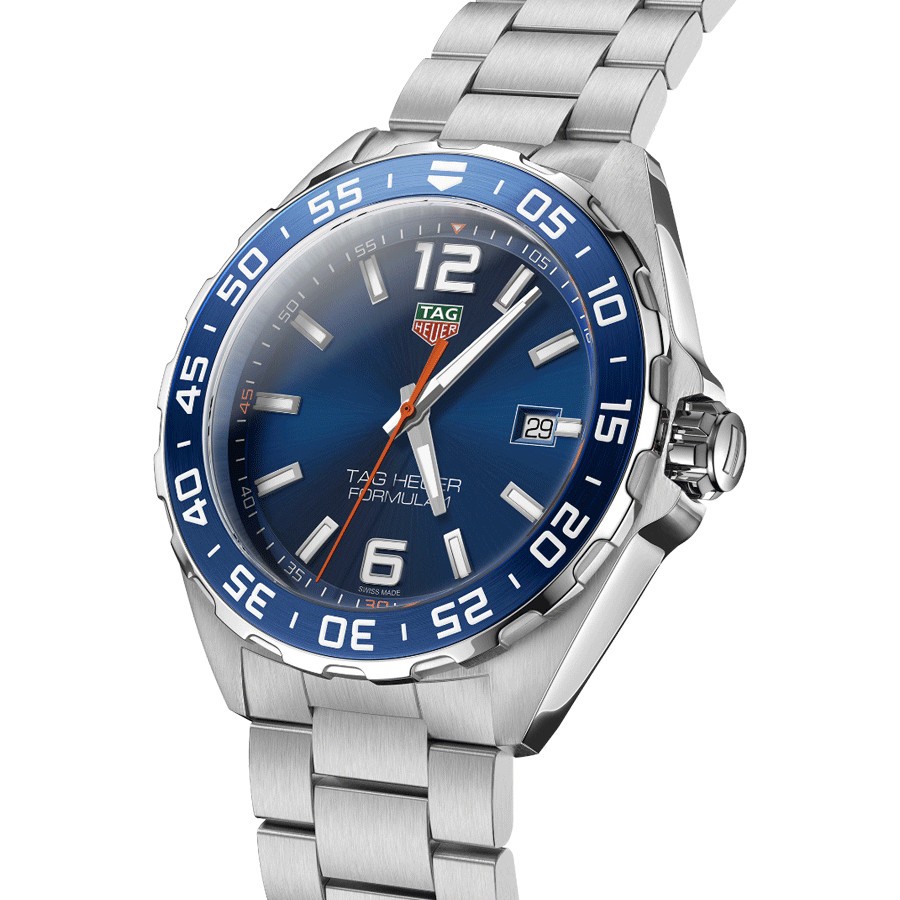 Montre TAG Heuer Formula 1 quartz cadran bleu soleillé lunette bleue bracelet acier 43 mm