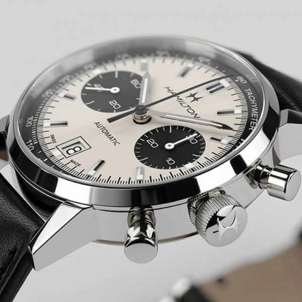 Montre Hamilton American Classic Intra-Matic cadran blanc bracelet cuir noir 40 mm H38416711